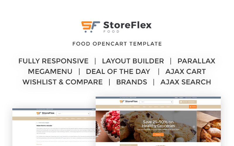 StoreFlex - modelo OpenCart responsivo a alimentos