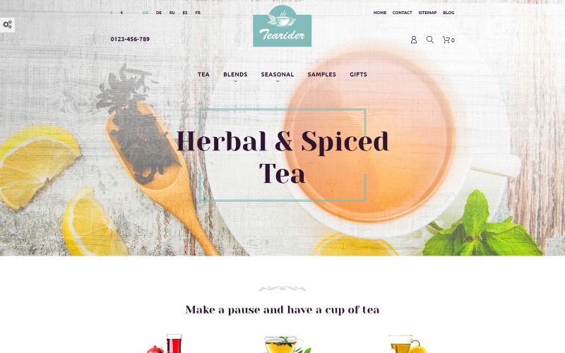 Tearider - адаптивна тема PrestaShop з трав'яним та пряним чаєм