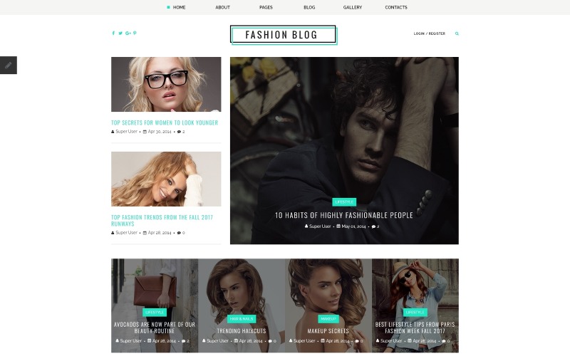 Modelo de Joomla responsivo de blog de moda
