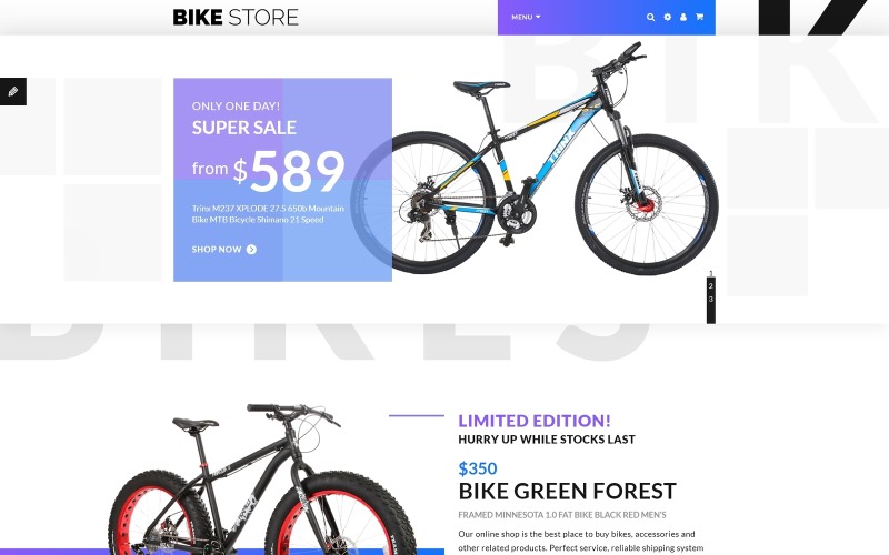 Bike Store - Modello OpenCart reattivo per negozio di biciclette
