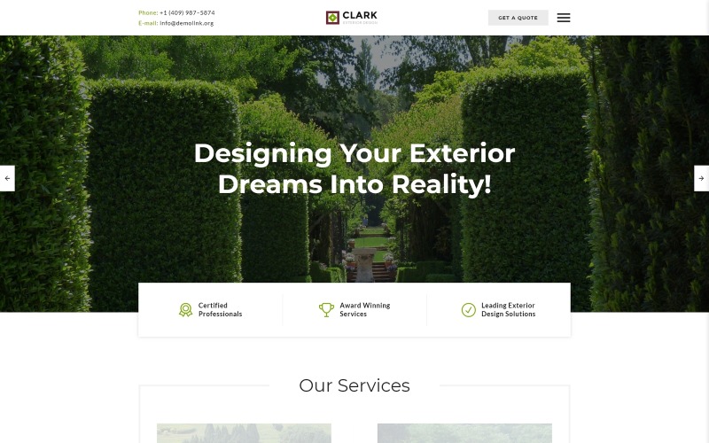 Modèle de site Web réactif de conception extérieure Clark