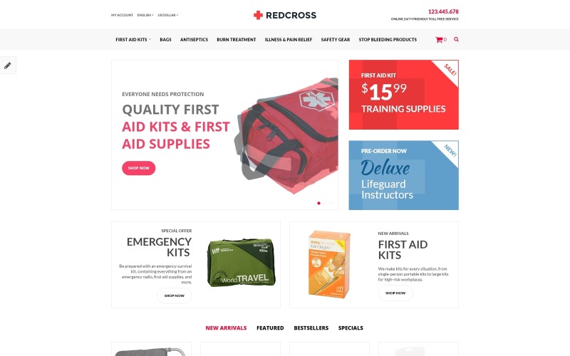 Modello OpenCart reattivo per ambulanza