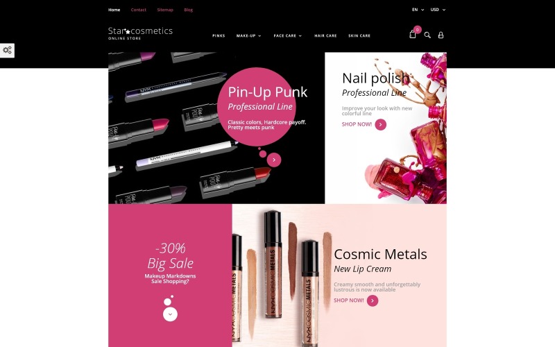 Star Cosmetics - чутлива тема PrestaShop для предметів краси
