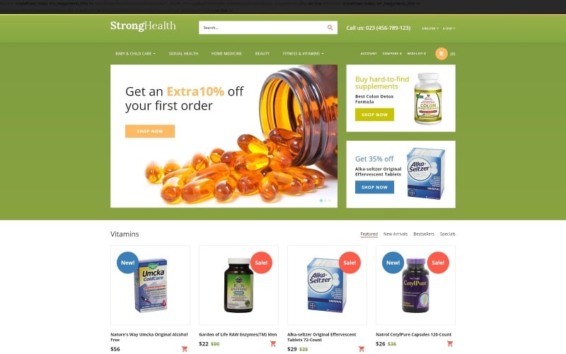 StrongHealth - Drugstore OpenCart Template