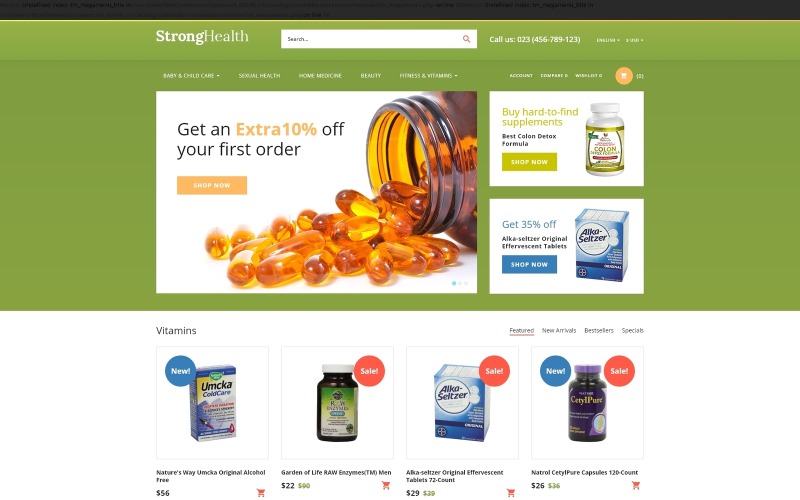 StrongHealth - Gyógyszertár OpenCart sablon