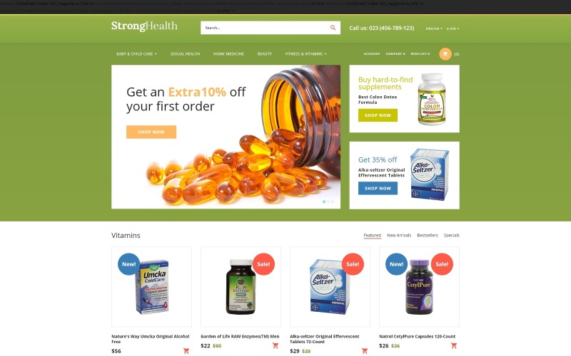 StrongHealth - Modelo OpenCart para farmácias
