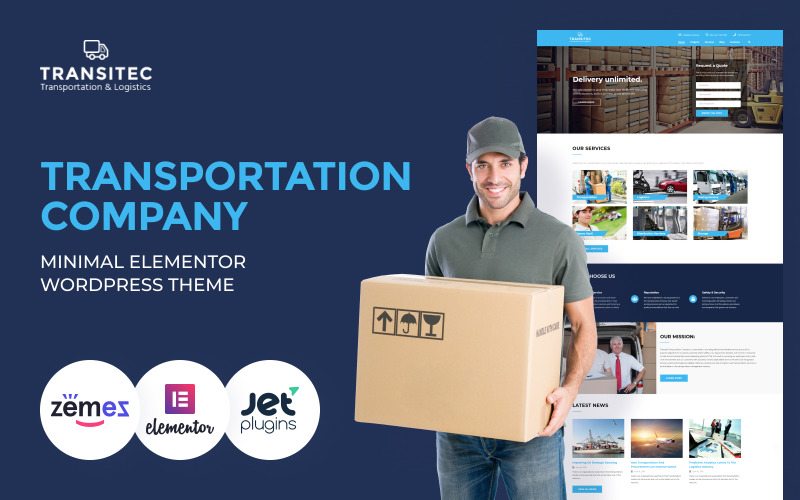Transitec - Thème WordPress dédié au transport pour les sites web d'entreprises de logistique et de services de livraison