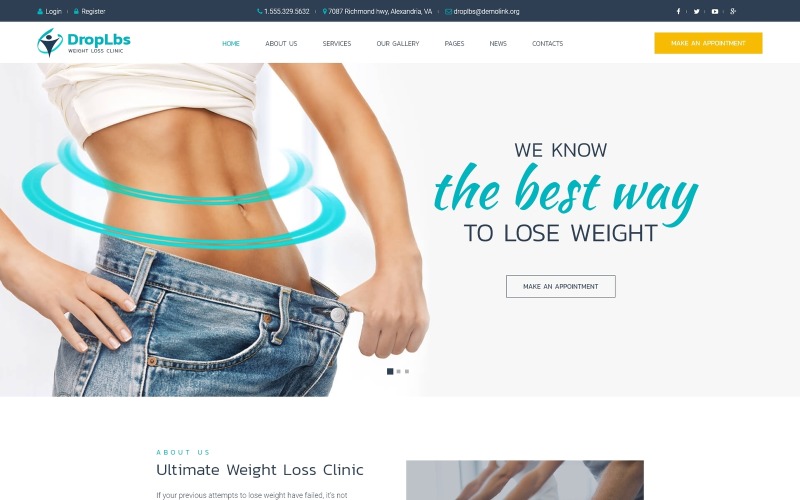 DropLbs - Адаптивна тема WordPress у клініці схуднення