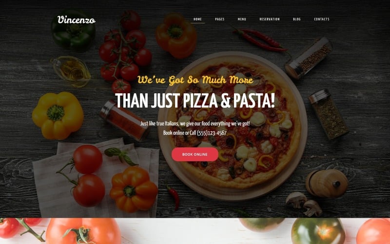Vincenzo - чудова тема WordPress для смачного піцерії
