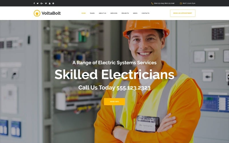 VoltaBolt - Electrician Services Responsive WordPress Theme