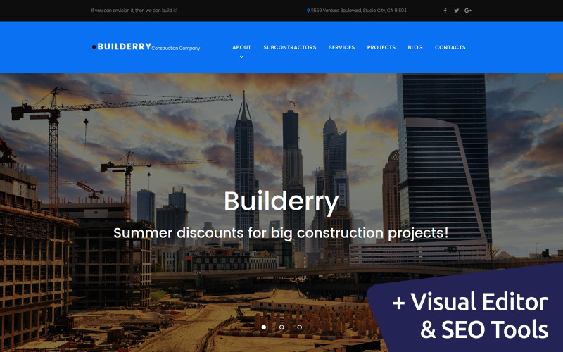 Builderry - Будівельна компанія Moto CMS 3 Шаблон