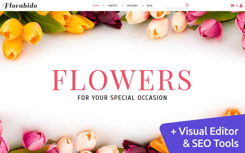 Buketter & blommönster MotoCMS e-handelsmall
