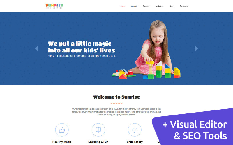 Sunrise - Çocuk Merkezi ve Anaokulu Moto CMS 3 Şablonu