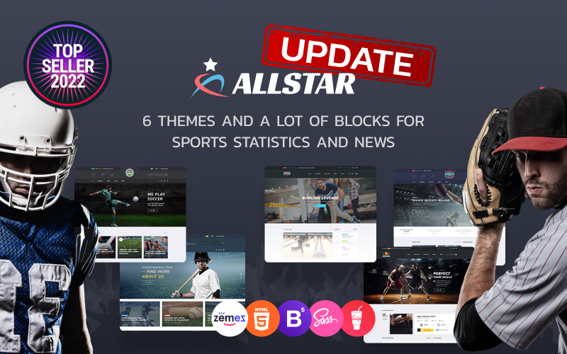 ALLSTAR - Sport Çok Amaçlı Bootstrap 5 Web Sitesi Şablonu