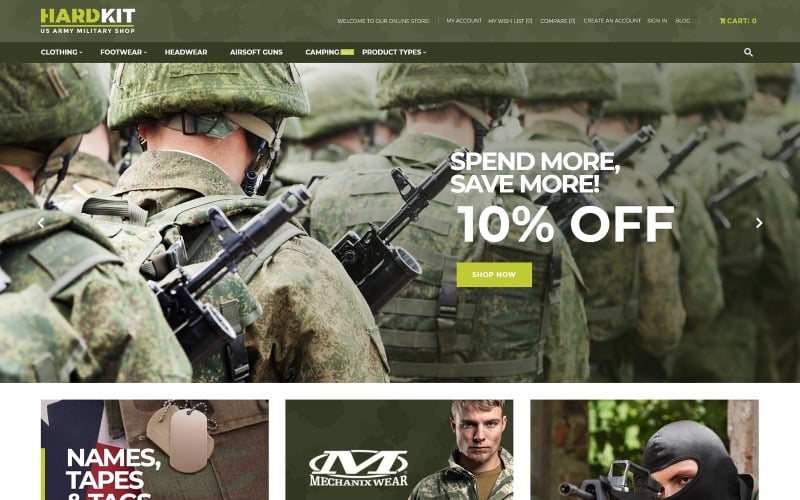 HardKit - Magento тема для военного магазина армии США
