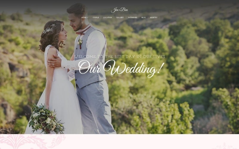 Jen+Ben - Tema WordPress per matrimoni di una pagina