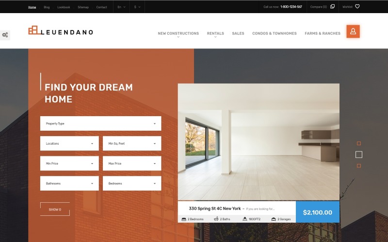 Leuendano - Адаптивная тема PrestaShop для агентства недвижимости