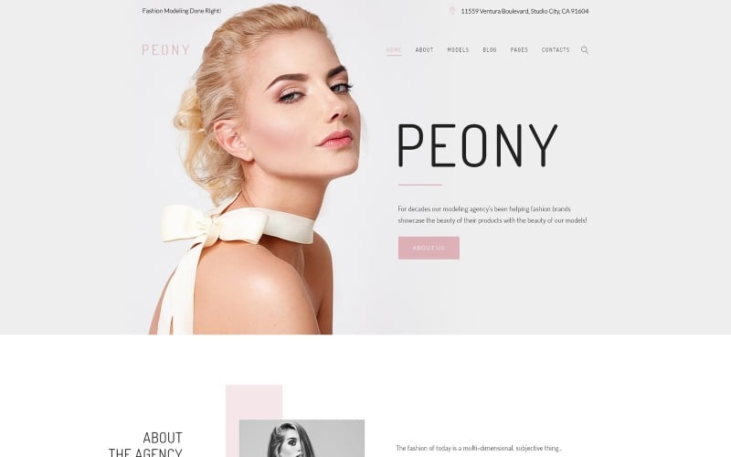 Peony - Modemodelbureau WordPress-thema