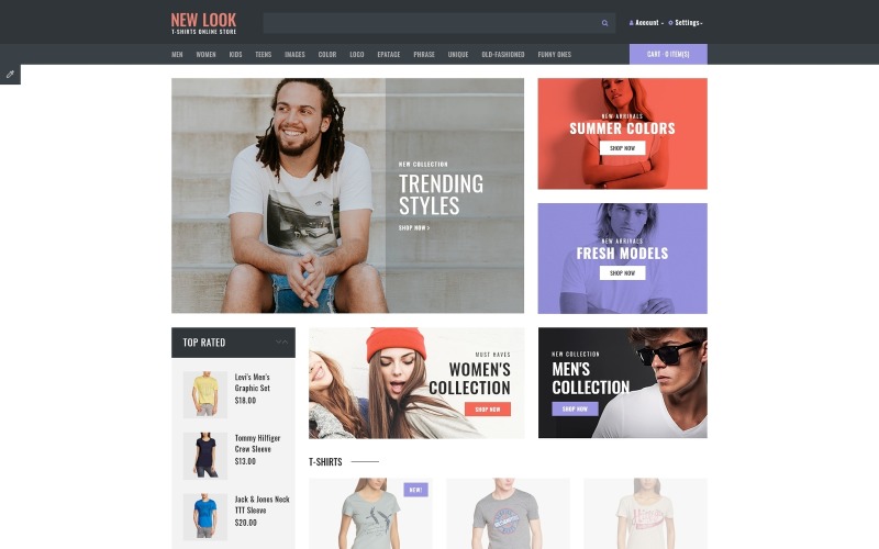 Plantilla OpenCart adaptable para tienda de camisetas