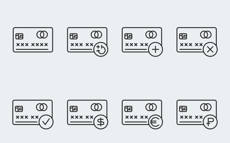 Download Набор иконок "Credit card vector Icon Set" / Credit card vector Icon Set - Набор иконок на тему графика vector, icon, simple, outline, flat, illustration, computer, interface, graphic, design, art, web, symbol, bank, credit, card, cards, money, pay, buy, finance, buisness