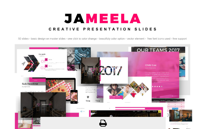 Modelo de PowerPoint de apresentação lindamente criativa de Jameela