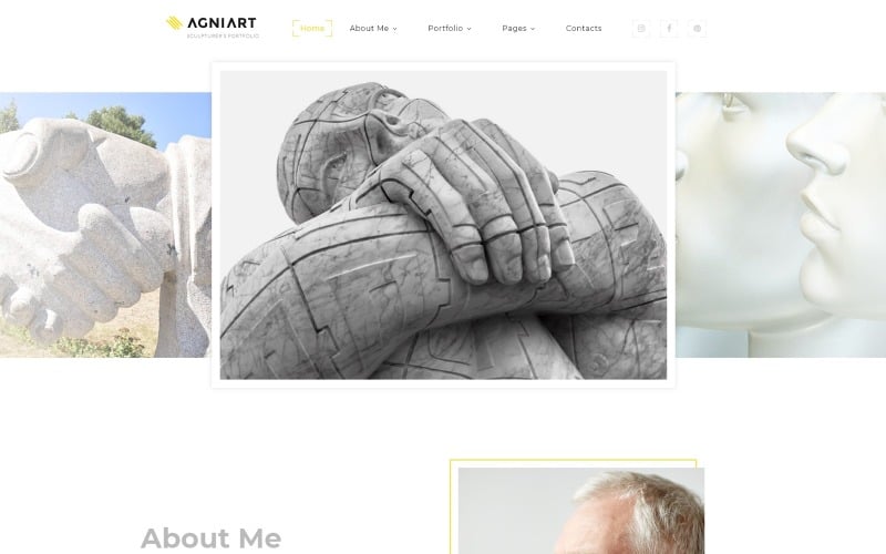 Plantilla Web para Sitio de Galería de Fotos de Agniart Sculptor