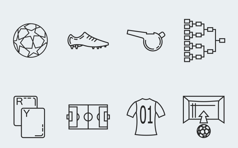Download Набор иконок "Soccer vector Icon Set" / Soccer vector Icon Set - Набор иконок на тему графика vector, icon, simple, outline, flat, illustration, computer, interface, graphic, design, art, web, symbol, soccer, sport, football, match, chempioship, winner, win, fun, club