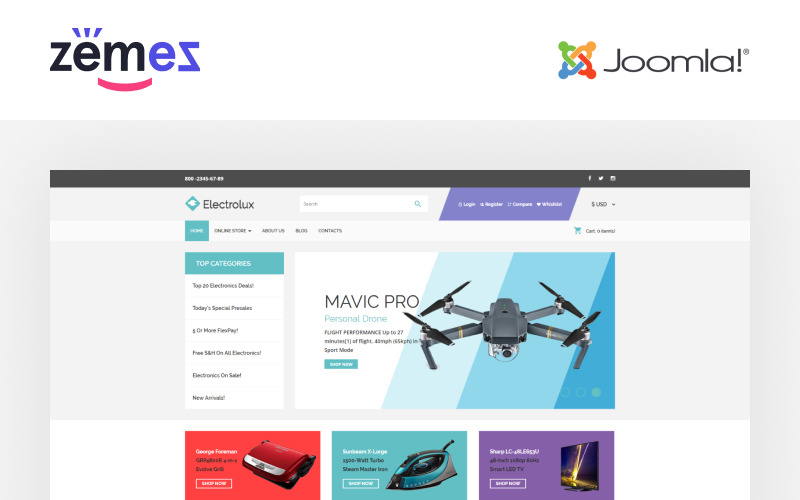 электронный магазин многостраничный чистый шаблон virtuemart