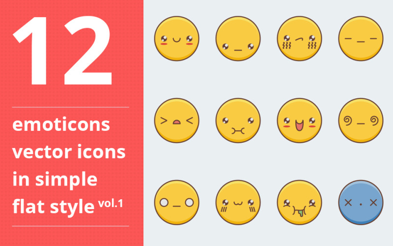 Emotions vector icons set vol.1