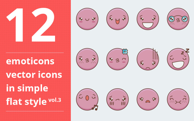Download Набор иконок "Emotions vector vol.2 Icon Set" / Emotions vector vol.2 Icon Set - Набор иконок на тему графика vector icon simple outline flat illustration computer interface graphic design art web symbol emotions emoticon emoticons emoji smile face avatar people