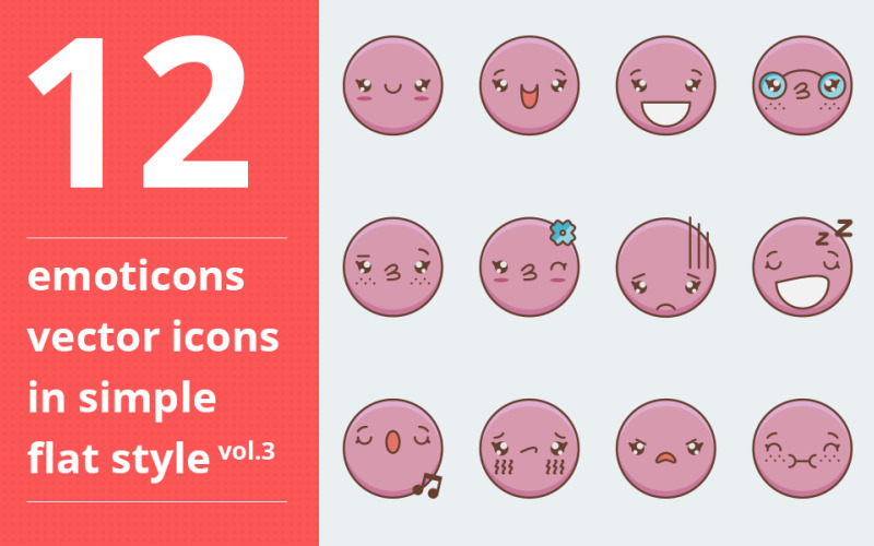 Ensemble d'icônes de vecteur d'émotions vol.3