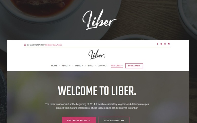 Liber - Étterem és bár WordPress téma