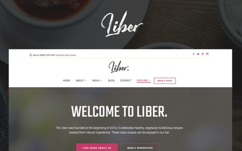 Liber - Thème WordPress pour restaurants et bars