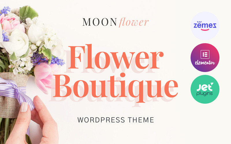 Moon Flower – WordPress-tema för blomsterbutik för webbplats med blomdesign