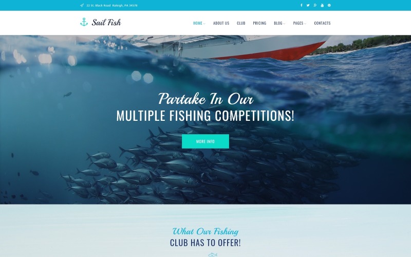 Sail Fish - Responsive Fishing Club Motyw WordPress