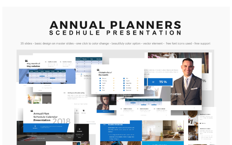 Annual Planner Presentation 2018 PowerPoint template