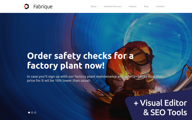 Fabrique - шаблон веб-індустріального Moto CMS 3