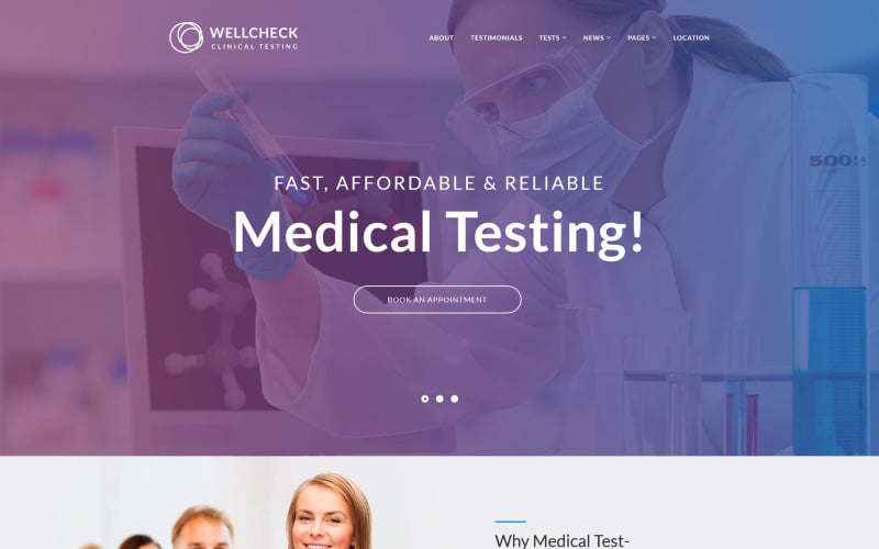 MediCheck - Адаптивна тема WordPress у медичній лабораторії