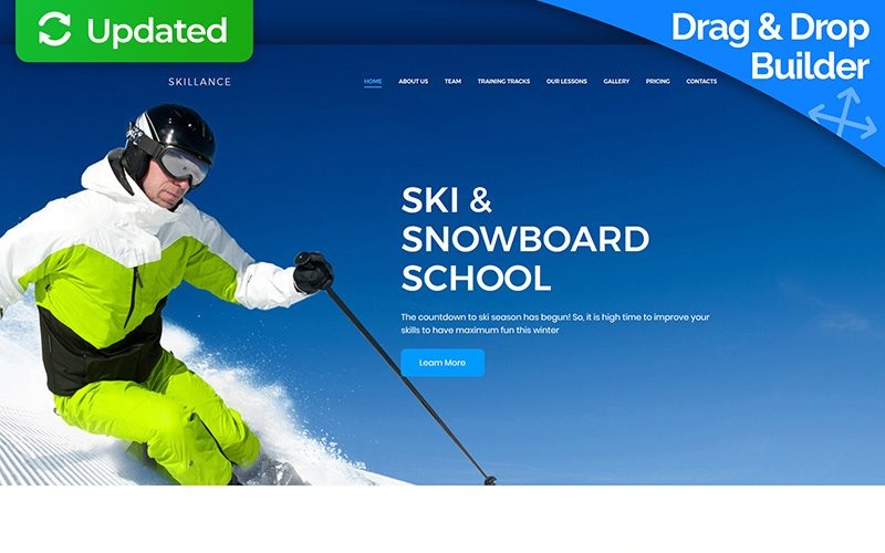 Kayak ve Snowboard Okulu Premium Moto CMS 3 Şablonu