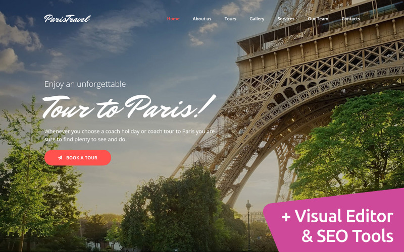Премиум-шаблон Moto CMS 3 для туристического агентства Парижа