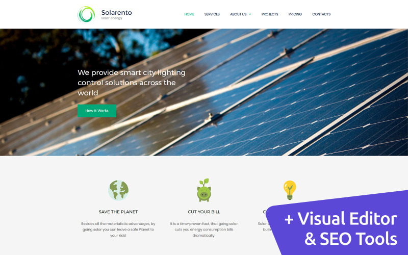 шаблон solar energy premium moto cms 3