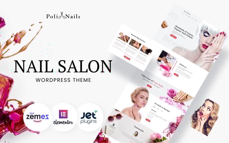 Poli Nails - WordPress Elementor-thema voor nagelsalons en manicurewebsites