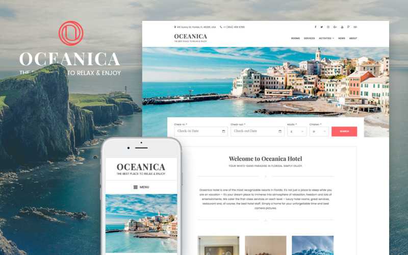 Szállodai foglalás WordPress téma - Oceanica