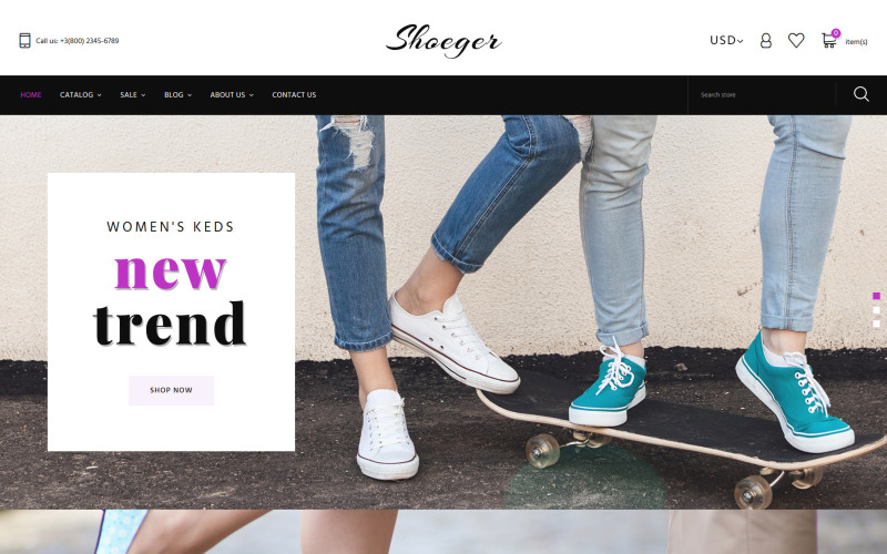 Tema Shopify responsivo para loja de calçados