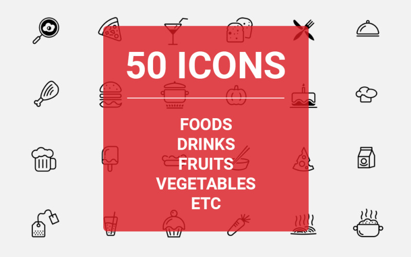 Download Набор иконок "Food & Drink Icon Set" / Food & Drink Icon Set - Набор иконок на тему графика icons food drink eat meal eating fare meat feed vegetables fruits apple lemon coffee grapes watermelon pizza beer cheese fries