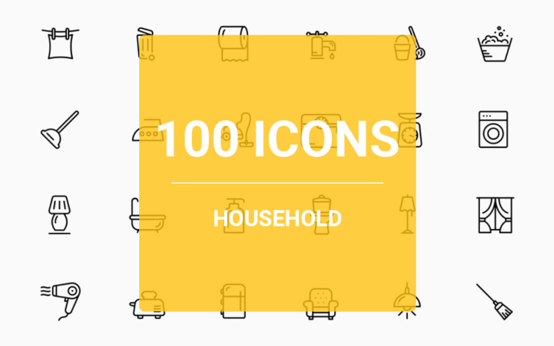 Download Набор иконок "Household Icon Set" / Household Icon Set - Набор иконок на тему графика icons household home house furniture grinder plant bookshelf fume hood power cord thermometer clock dishwasher electric radiator dvd door knob