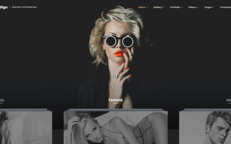 Indigo - mall för modefotograf responsiv flersidig webbplats