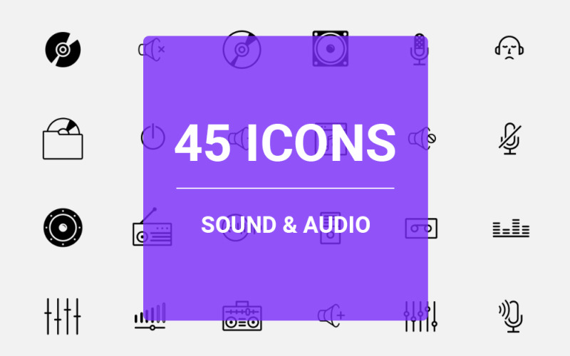 Download Набор иконок "Sound & Audio Icon Set" / Sound & Audio Icon Set - Набор иконок на тему графика sound audio ui music note volume stereo mono speaker speakers headphones wave piano micro microphone cd dvd album speak speech