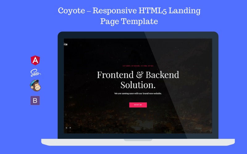 Coyote - Responsive HTML5 Landing Page / Coming Soon Template Szablon Landing Page