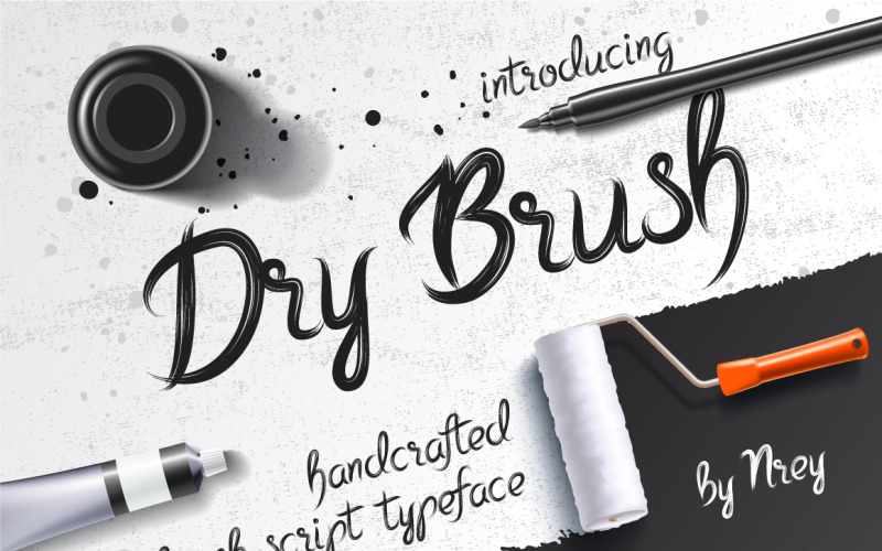 Download Шрифт "Dry Brush Font" / Dry Brush Font - Шрифт на тему графика brushpen script font typeface lettering brush
